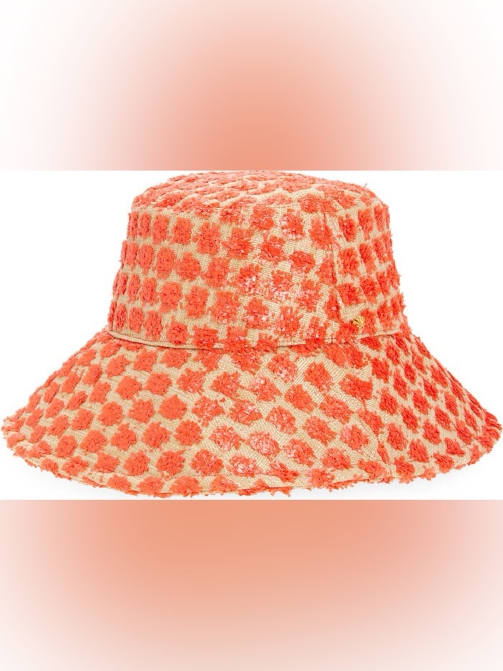 Lele Sadoughi Dotted Raffia Long-Brim Bucket Hat
